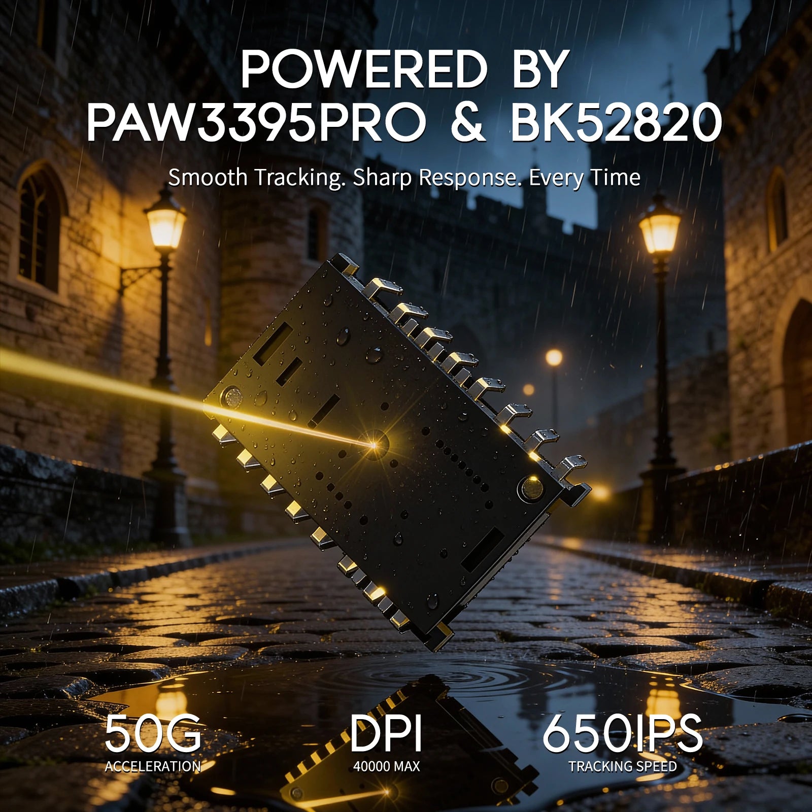 Mouse Gamer Sem Fio MAMBASNAKE M2 Ultra-Leve, Sensor PAW3395PRO 40000 DPI, Fibra de Carbono 41g, Tri-Modo