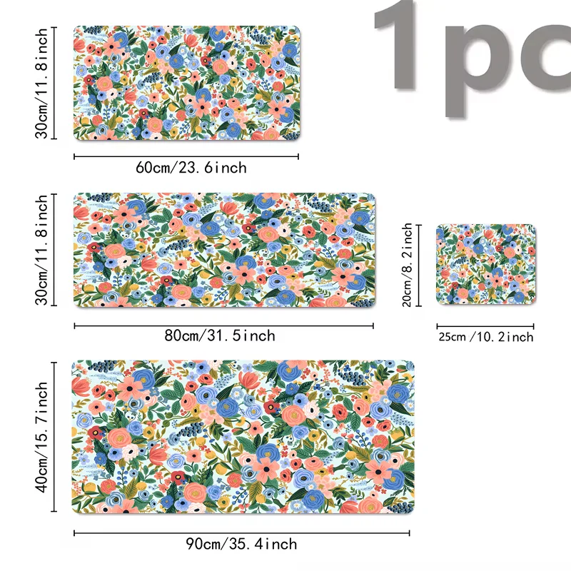 Lindas almofadas florais grande mouse pad para jogos com base de borracha antiderrapante design de costura precisa lavável e durável para uso em escritório