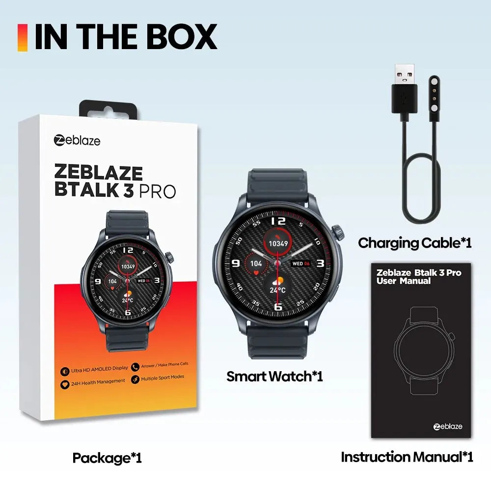 Novo zeblaze btalk 3 pro 1.43 "display amoled relógio inteligente bluetooth chamadas de telefone saúde e fitness rastreamento smartwatch