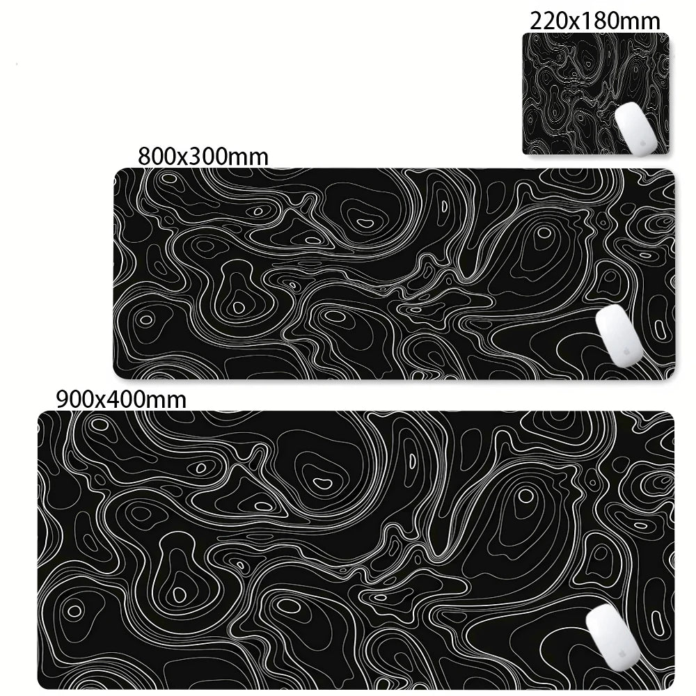 Grande tapete de mouse preto e branco mousepad jogos mousepads de borracha teclado tapetes abstrato mesa strata líquido escritório mouse pads