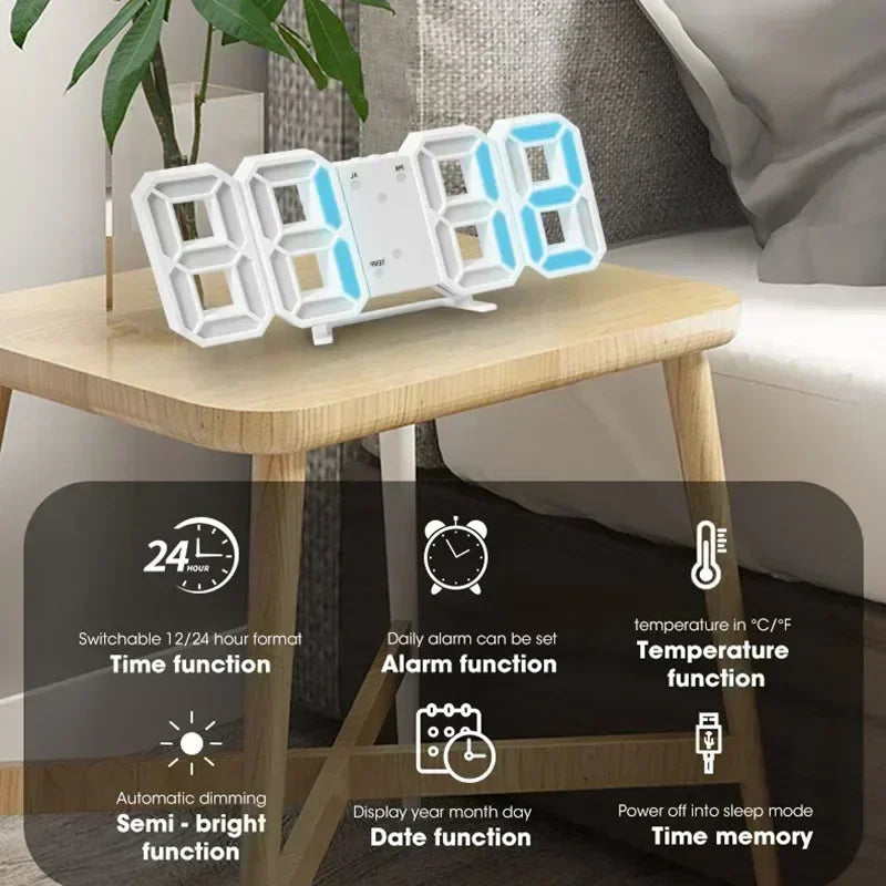 Relógio de mesa digital montado na parede relógio de mesa eletrônico decorativo com modo luminoso ajustável despertadores digitais mesa led