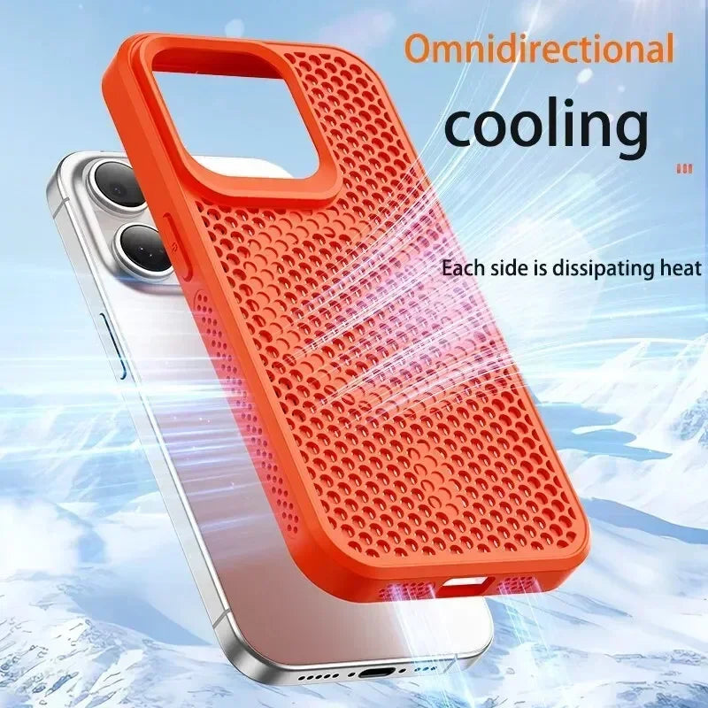 Capa de telefone com dissipação de calor para iphone 17 16 15 14 13 12 11 pro max plus respirável capa magnética traseira dura para magsafe