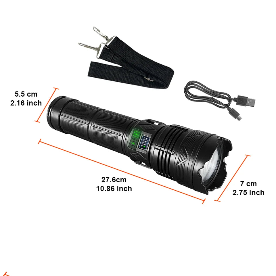 Lanterna Ultra Poderosa 99000000LM 10000W Recarregável LED Tática Super Brilhante para Aventura ao Ar Livre Pesca Camping,lanterna alta potencia,lanterna tática,zoomável lanterna Lanterna grande à prova d'água