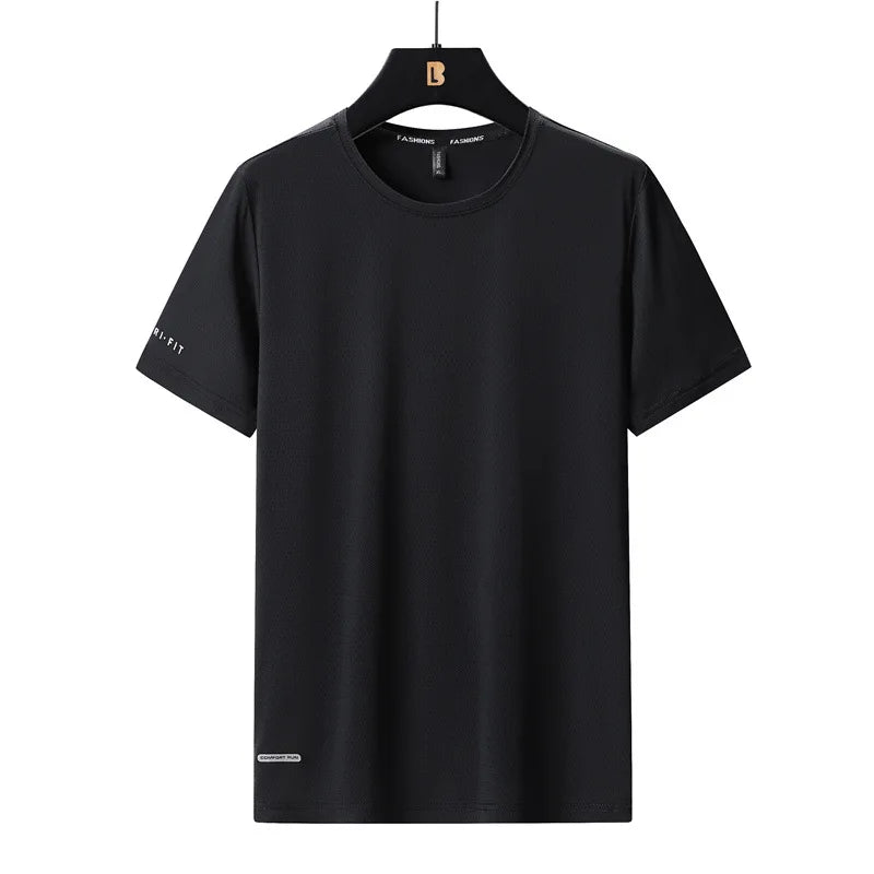 Camisetas masculinas de seda gelo de alta qualidade plus size 8xl camiseta masculina gorda camiseta respirável vestindo camisetas correndo transporte rápido
