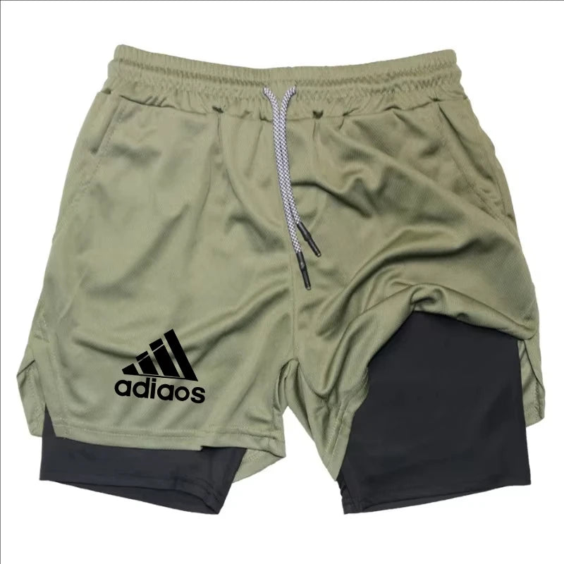 Shorts de compressão masculino verão ginásio fitness correndo treinamento esportes shorts dois-em-um malha respirável shorts de secagem rápida
