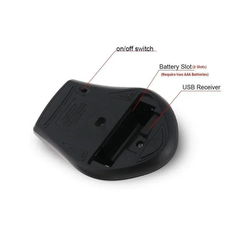Mouse gamer sem fio de 2,4 GHz para computador, mouse para jogos com receptor USB, acessórios para laptop