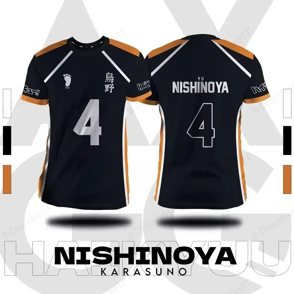 Camisa xadrez japonesa Haikyuu Fox Valley, anime impresso em 3D para homens e mulheres, camiseta esportiva de manga curta da moda de tamanho grande