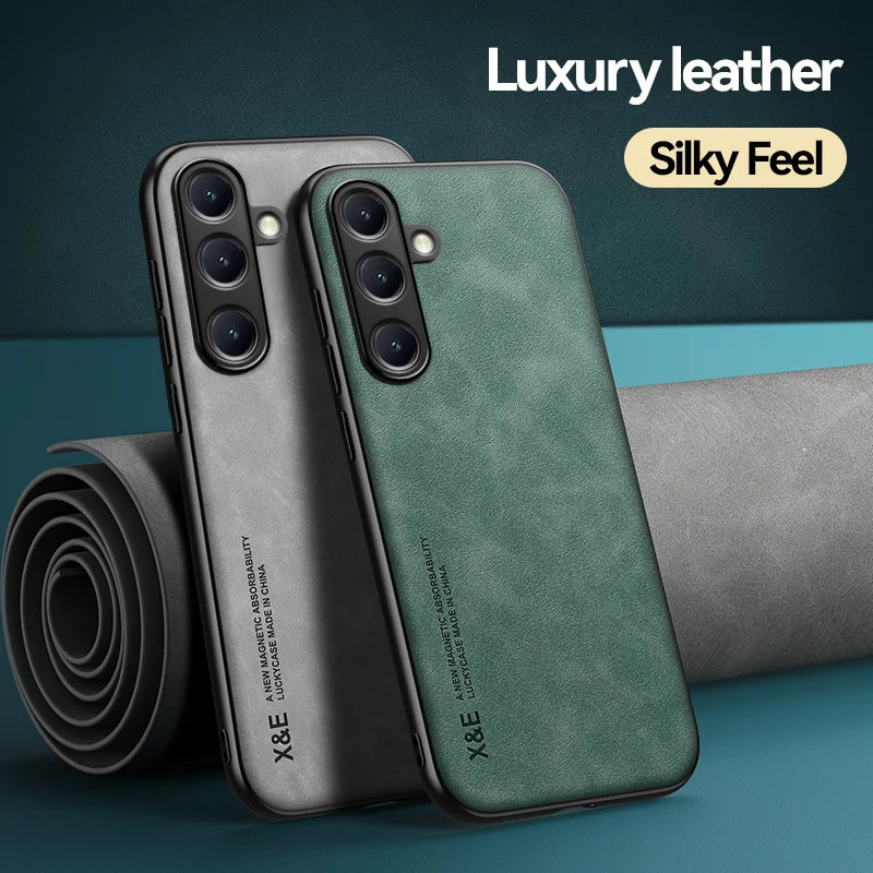 Capa de telefone ultrafina de couro de luxo para samsung galaxy s26 s25 s24 s23 s22 s21 ultra plus sensação de seda capa macia para suporte de carro