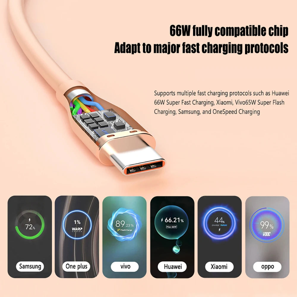 Ugourd silicone líquido usb-tipo c para c cabo de carregamento rápido 66w usb para c pd 60w 45w 27w para huawei scp xiaomi iphone 15 16 pro max