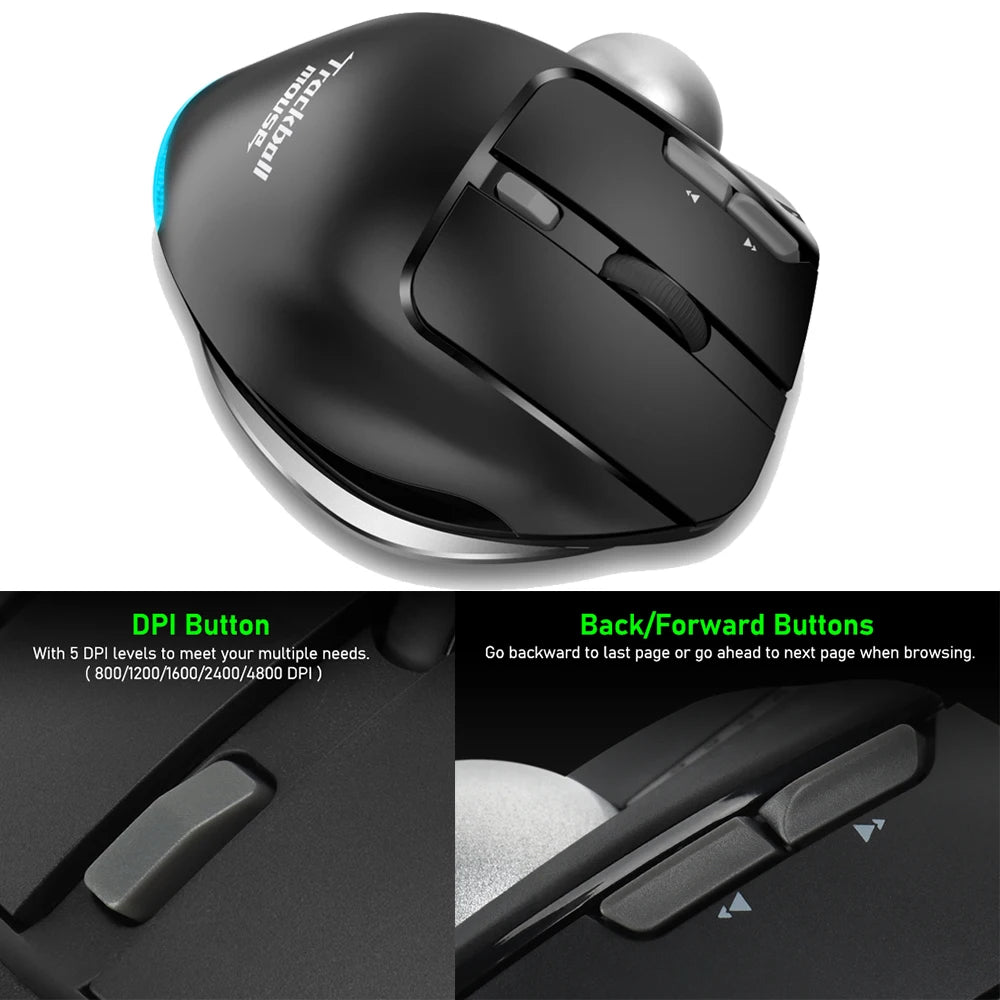 Lefon F33/F26C/F35B Trackball Mouse/Bluetooth Mouse Ergonômico 2.4G Ratos Rollerball Recarregáveis Sem Fio para PC Desenho de Escritório
