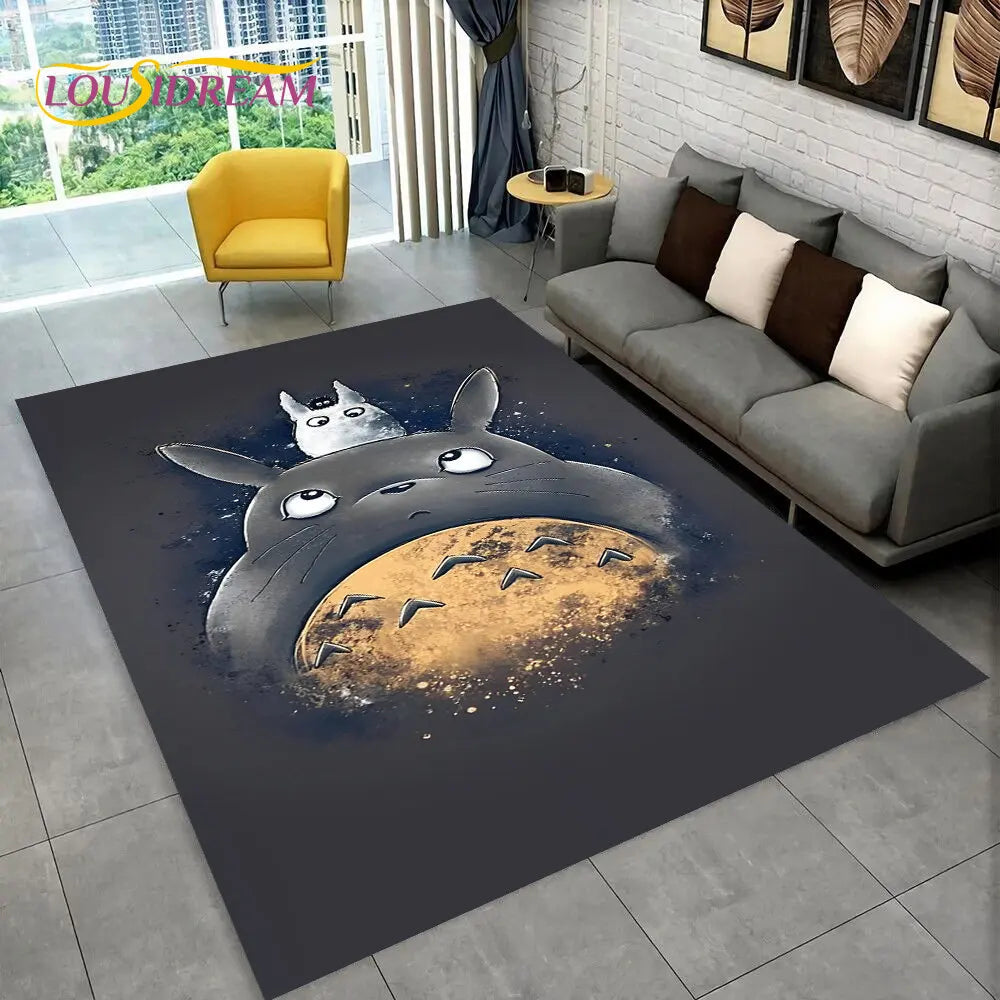 Tapete de Área 3D Antiderrapante Infantil com Desenho Animado O Meu Vizinho Totoro, para Sala de Estar, Quarto, Sofá e Decoração de Porta