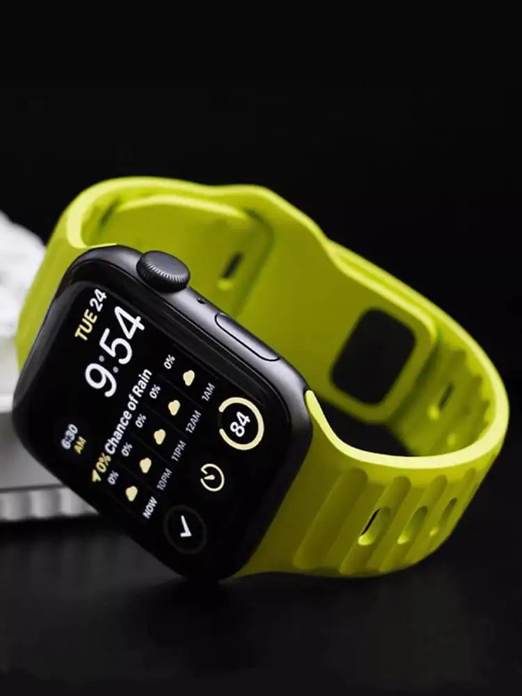 Pulseira de Silicone Sport para Apple Watch, Banda, 49mm, 45mm, 44mm, 42mm, 40mm, 41mm, 38, Pulseira Correa, iWatch Series 9, 8, 7, 6, 5, 4, 3, SE, ultra