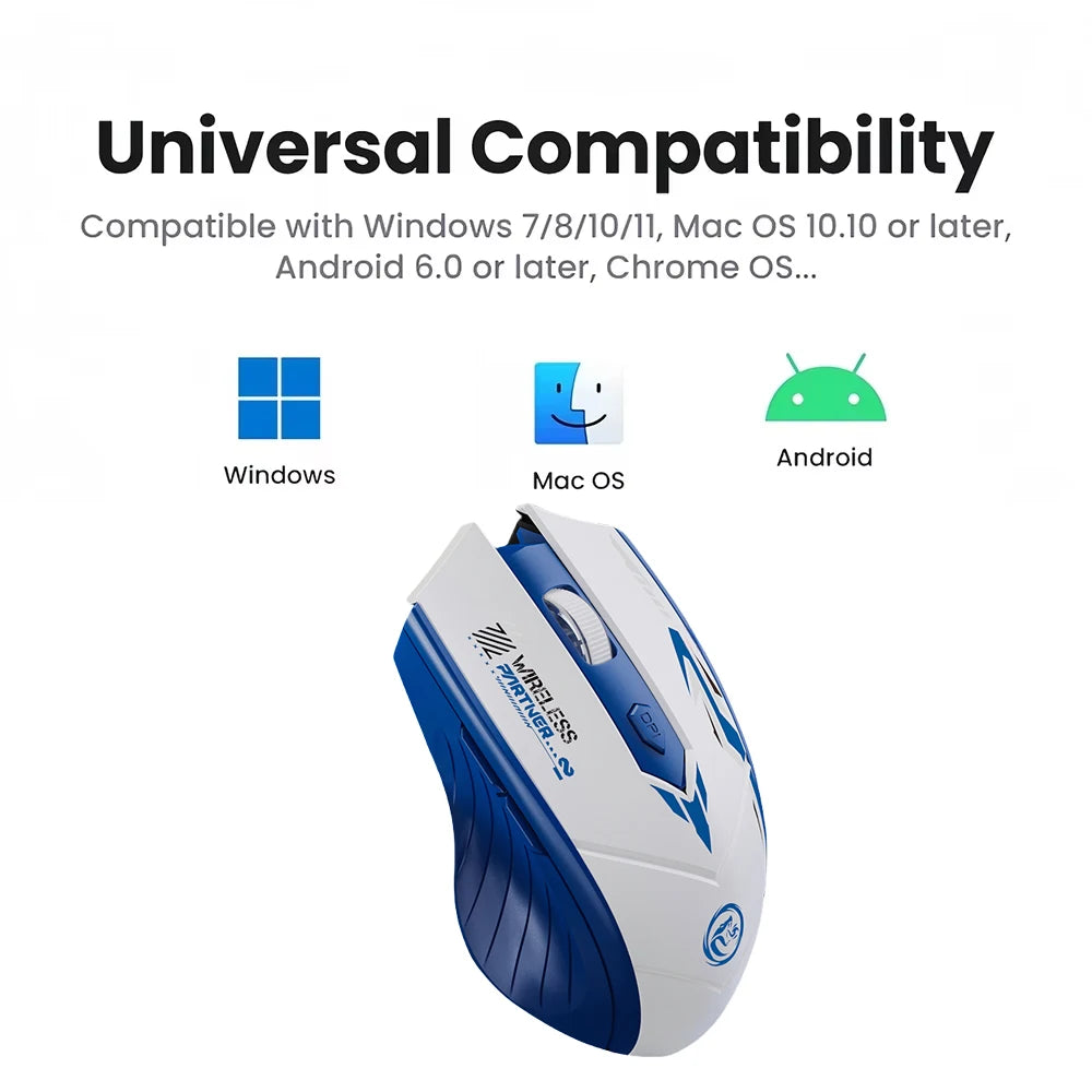 Bluetooth 5.4 mouse modo duplo 2.4g mouse sem fio 6 botões mouse para jogos escritório silencioso ratos recarregável para computador portátil