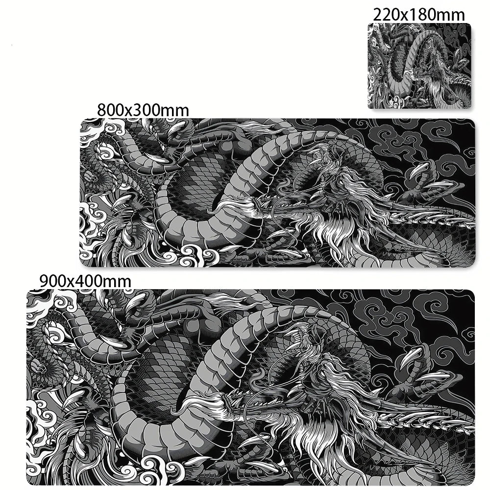 Preto e branco dragão grande mouse tapete de jogos mousepad grande base de borracha mouse pad roxo deskpad eyboard tapetes mousepads 400x900
