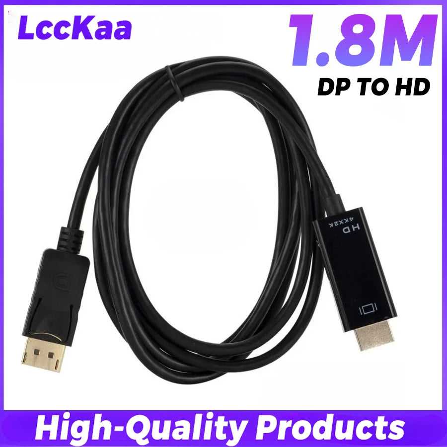 1.8m dp para hdmi-cabo 4k displayport para hd adaptador macho para fêmea displayport para hdtv conversor para monitor projetor