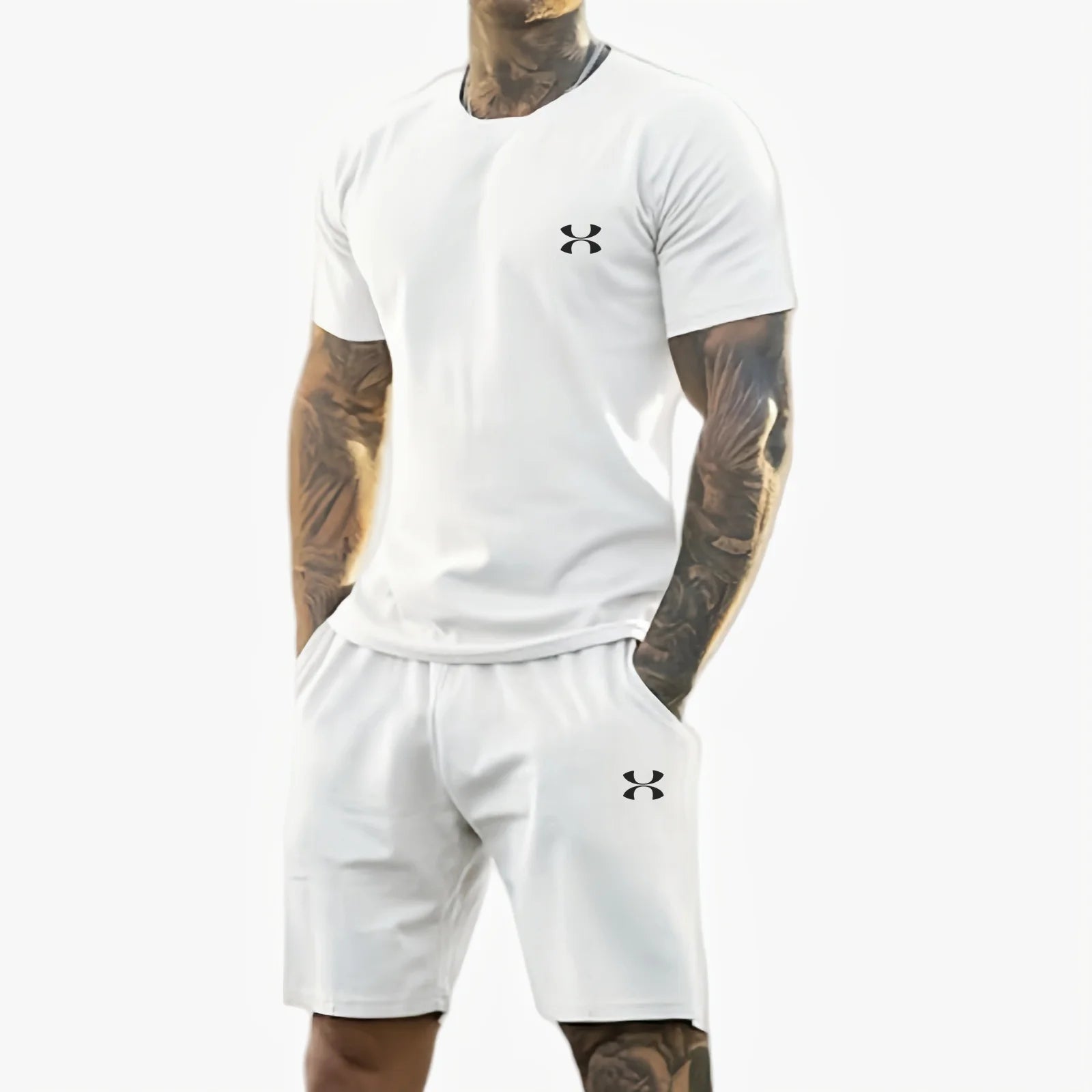 2025 verão novo masculino impresso camiseta de manga curta + shorts terno, roupas esportivas casuais, respirável ao ar livre casual camiseta masculina,