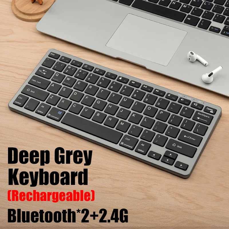 Conjunto de teclado e mouse sem fio 2.4g, bluetooth 5.0, combo de teclado e mouse, 2 modos, mini teclado e mouse para laptop, acessórios para pc