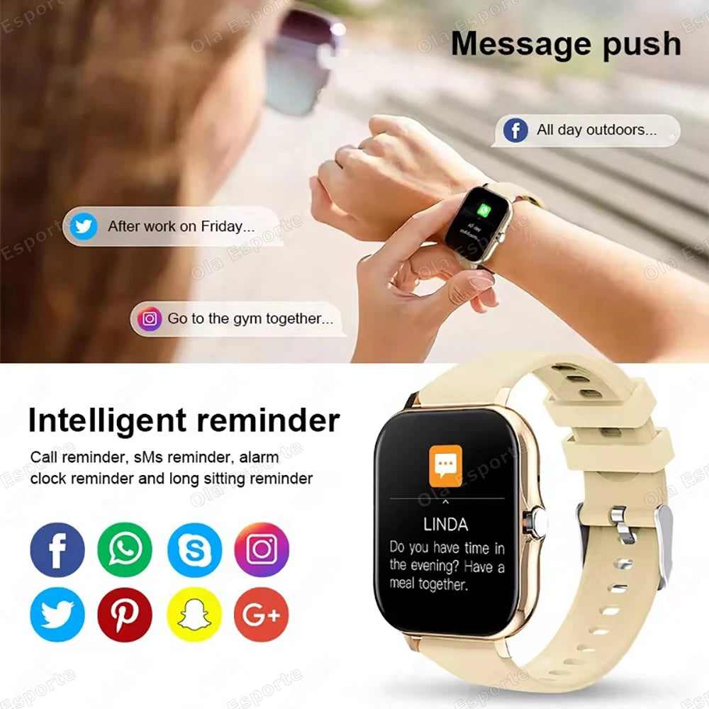 20226 Novo smartwatch de 1,83 polegadas Notificações de chamada Monitoramento do sono Rastreamento de atividades Relógio inteligente compatível com Android e iOS