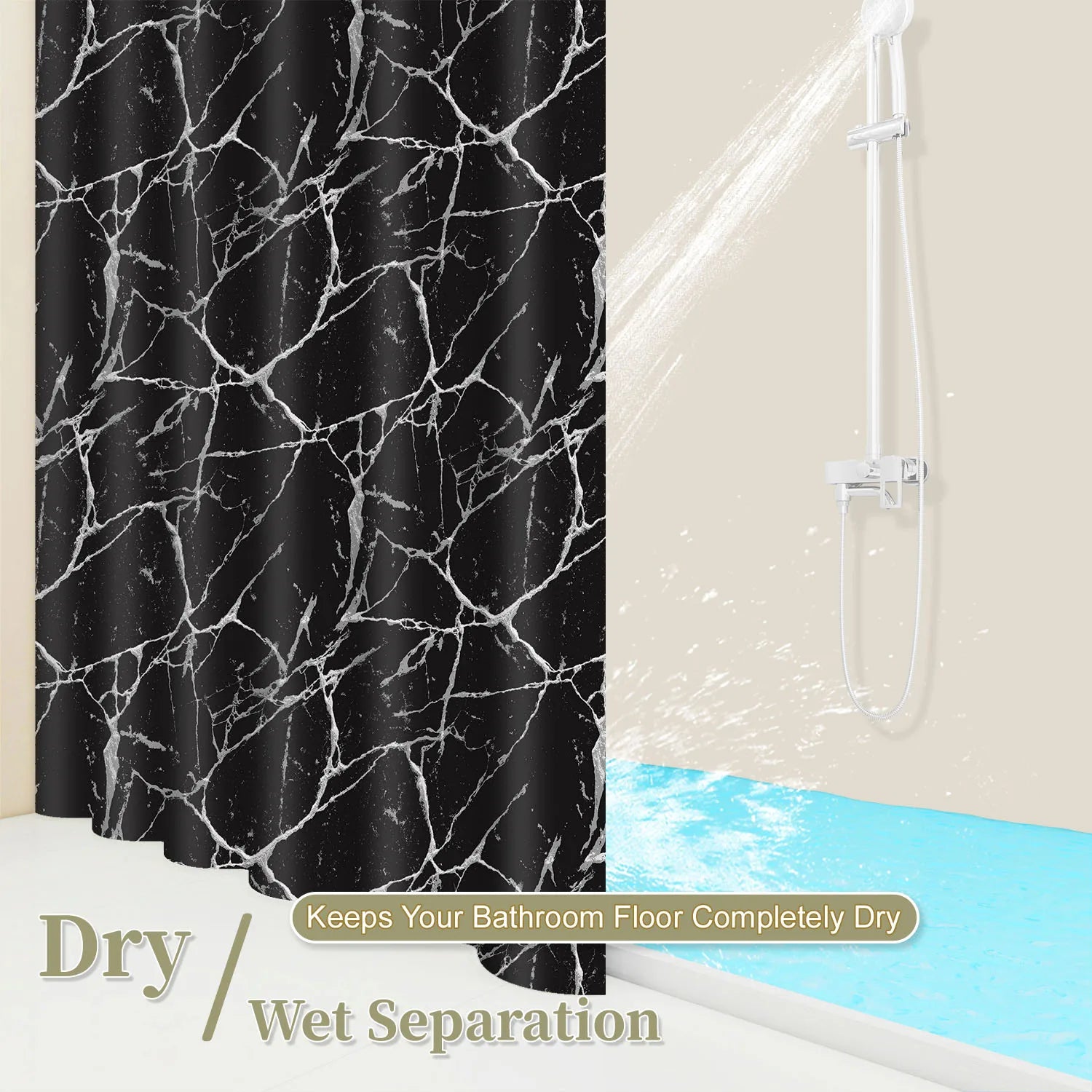 1pc preto mármore arte geométrica cortina de chuveiro à prova dwaterproof água peva moderno e minimalista decoração do banheiro