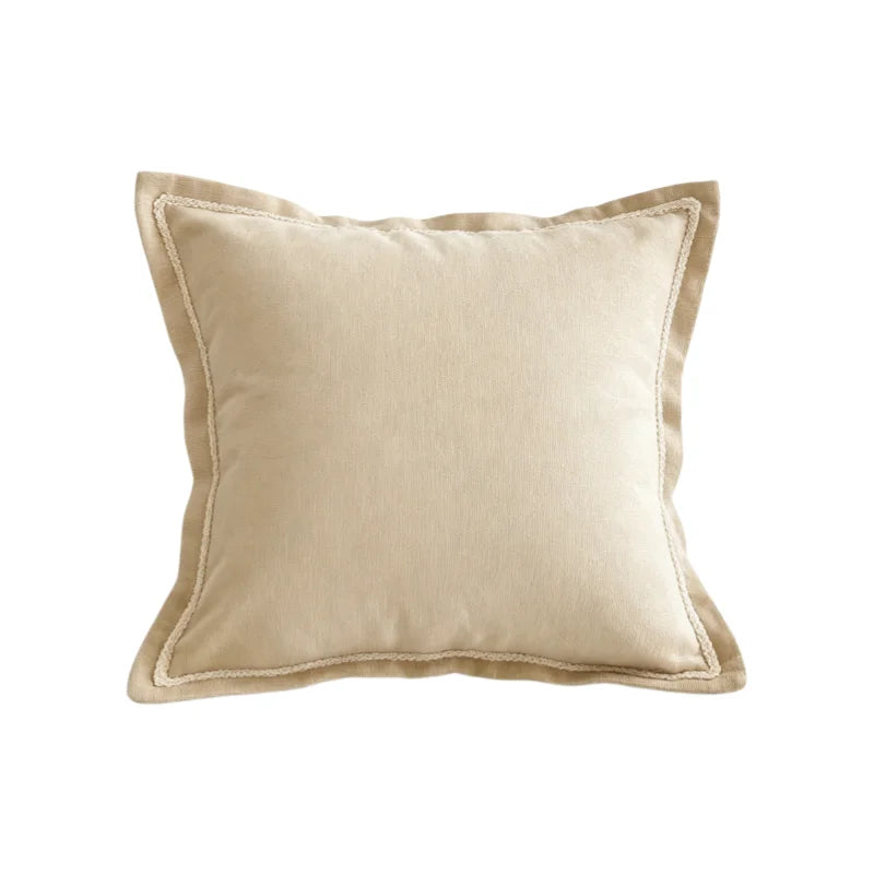 Almofada Decorativa de Veludo Micro Ondulado com Borda Dupla Franzida e Acabamento Trançado, Macia e Resistente à Sujeira para Sofá e Cama