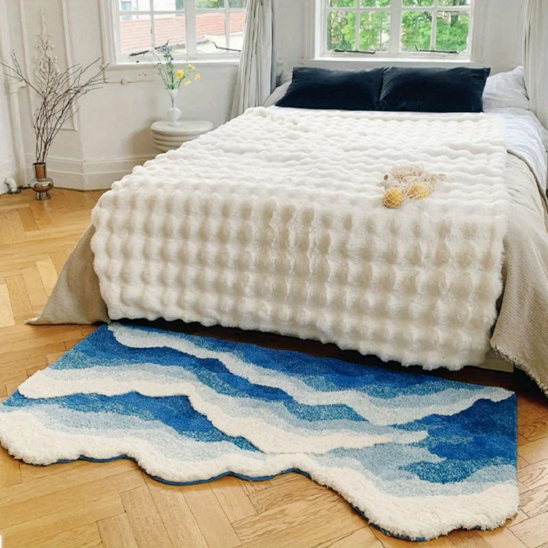 Azul mar onda reunindo tapete quarto corredor área almofada tapete capacho estética decoração de casa