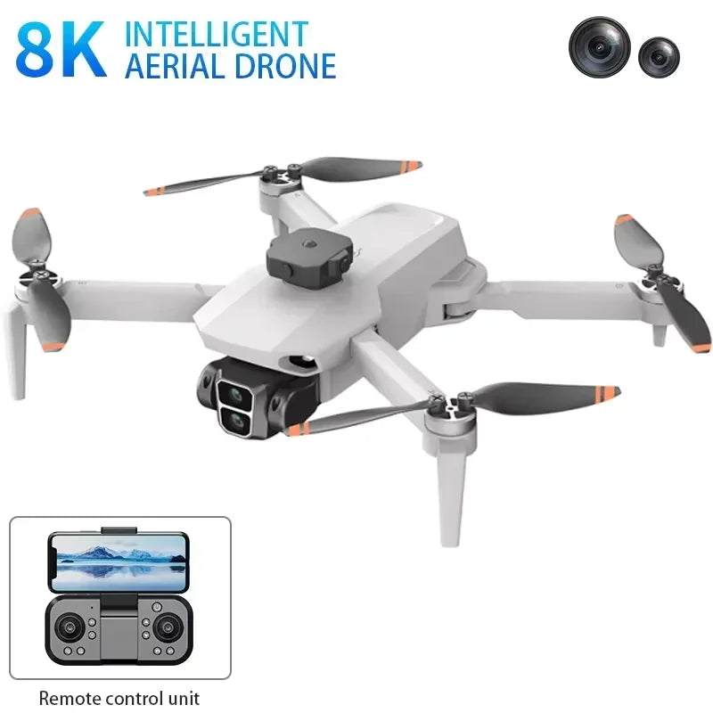 L106 drone 8k hd câmera dupla 5g wifi fpv motor sem escova evitar obstáculos com tela de controle remoto quatro eixos dron brinquedos presentes