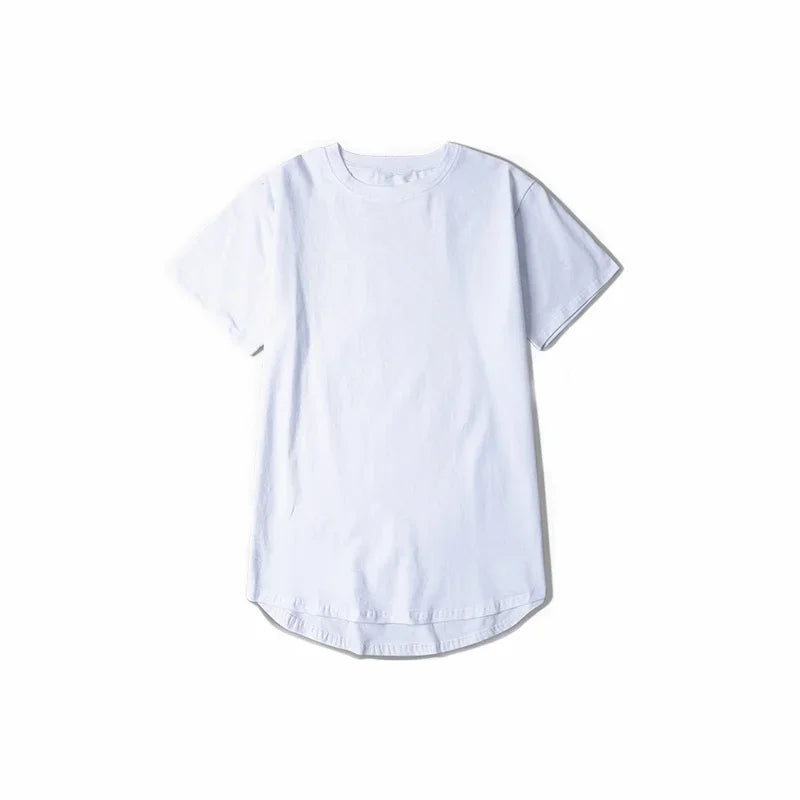 Camiseta Masculina 2026 MRMT High Street com Barra Curva, Algodão de Alta Qualidade, Camiseta Masculina Alongada Oversize, Blusas e Camisetas para Homens