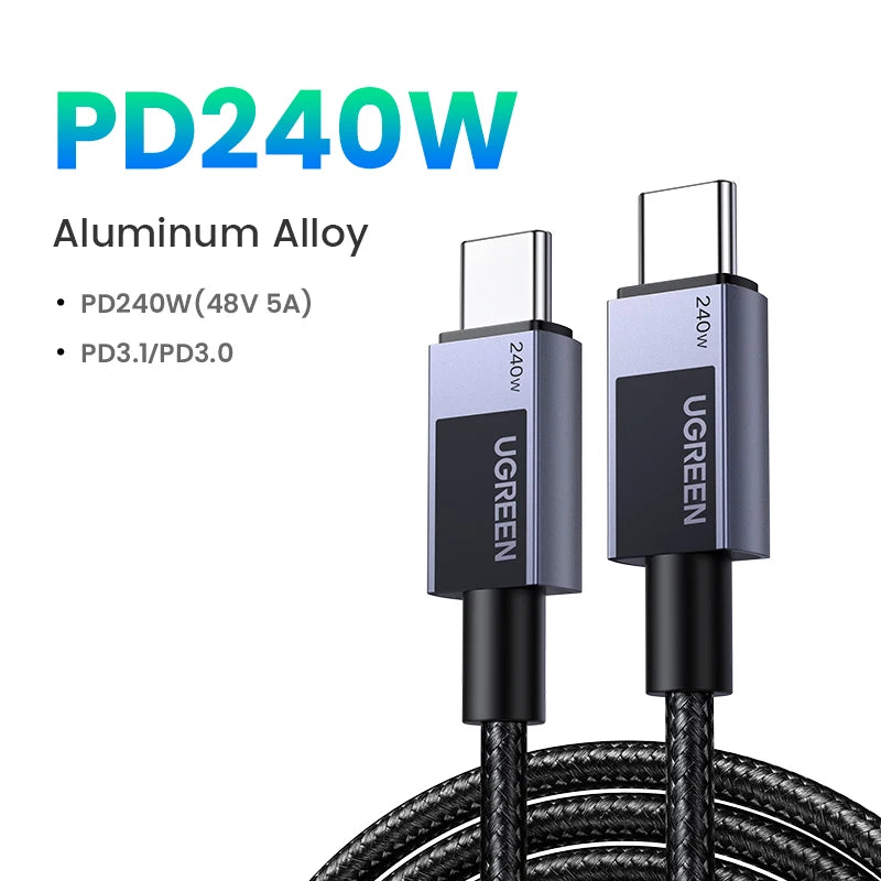 UGREEN PD 240W USB C para USB C Cabo PD3.1 Carga Rápida para MacBook Pro Air Laptop iPhone 17 16 15 Pro Samsung 5A PD Cabo de Carga