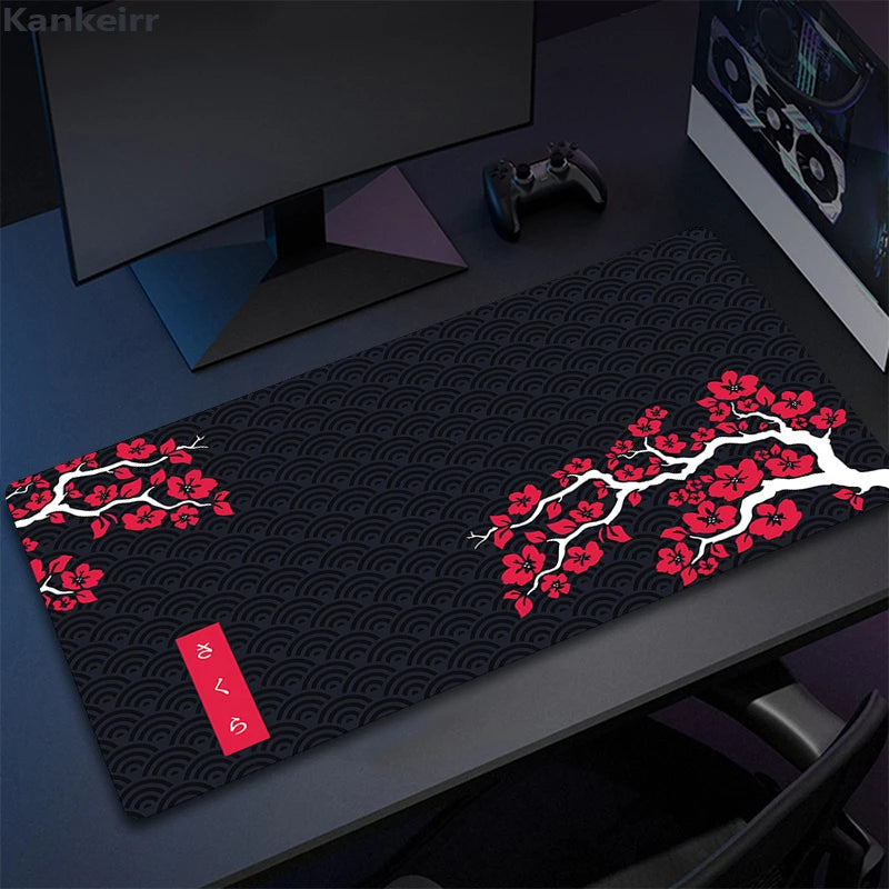 Grande Roxo Sakura Mouse Pad, Escritório Mousepad, PC Gamer Mousepad, Tapete de Mesa Kawaii, Tapetes De Teclado De Borracha, Presentes, 900x400