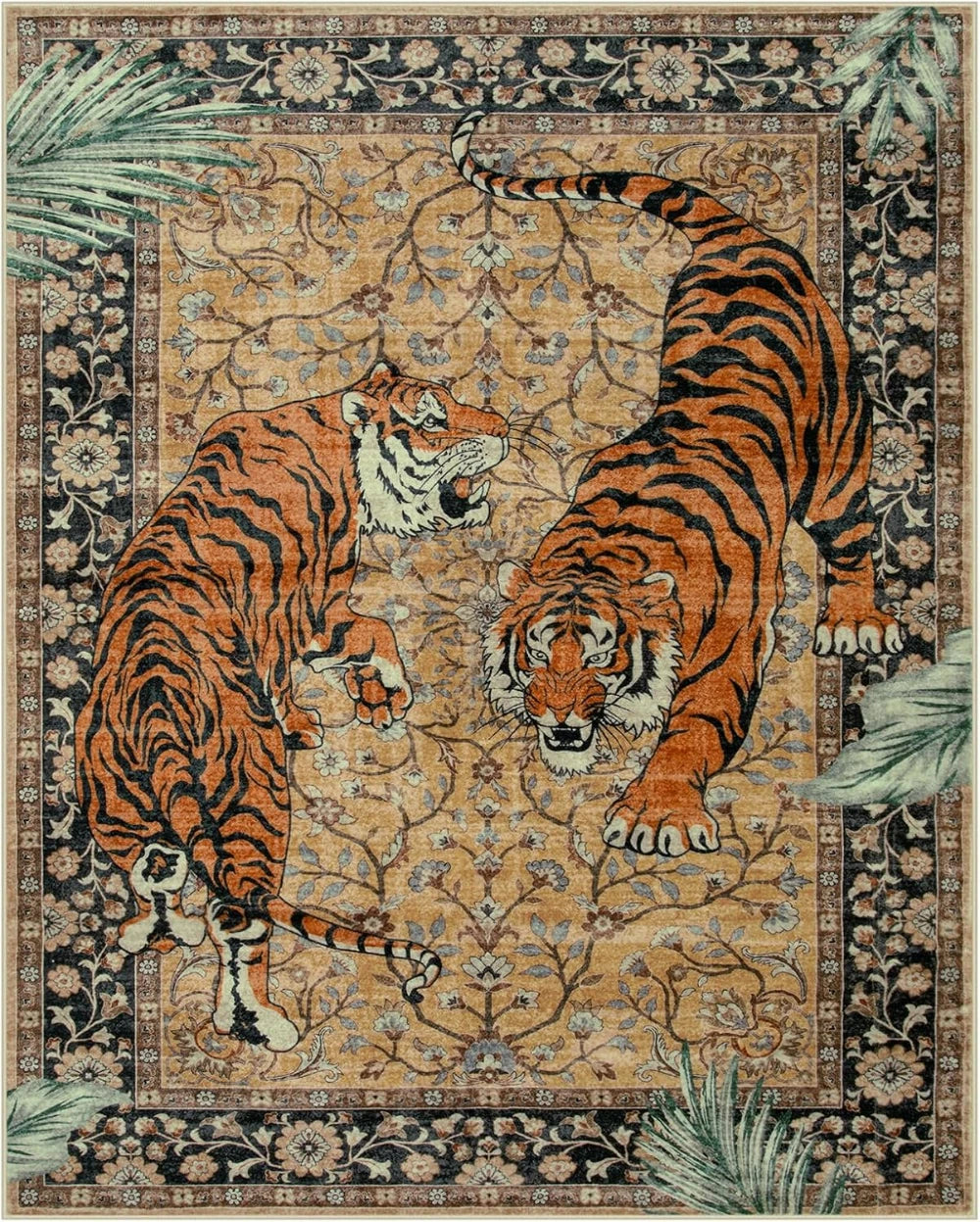 Tapete para sala de estar, selva, tigre, decoração de casa, área grande, quarto, lavável, máquina de café, cozinha