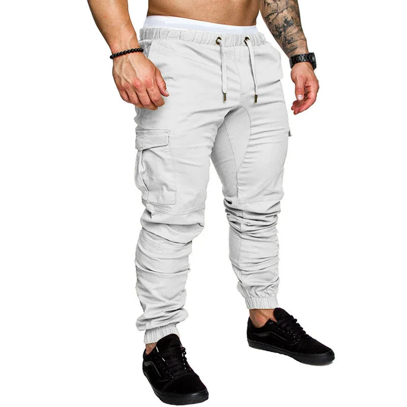 Calças masculinas finas moda casual jogger calças 2020 streetwear calças de carga multi-bolsos calças de fitness ginásios moletom dos homens