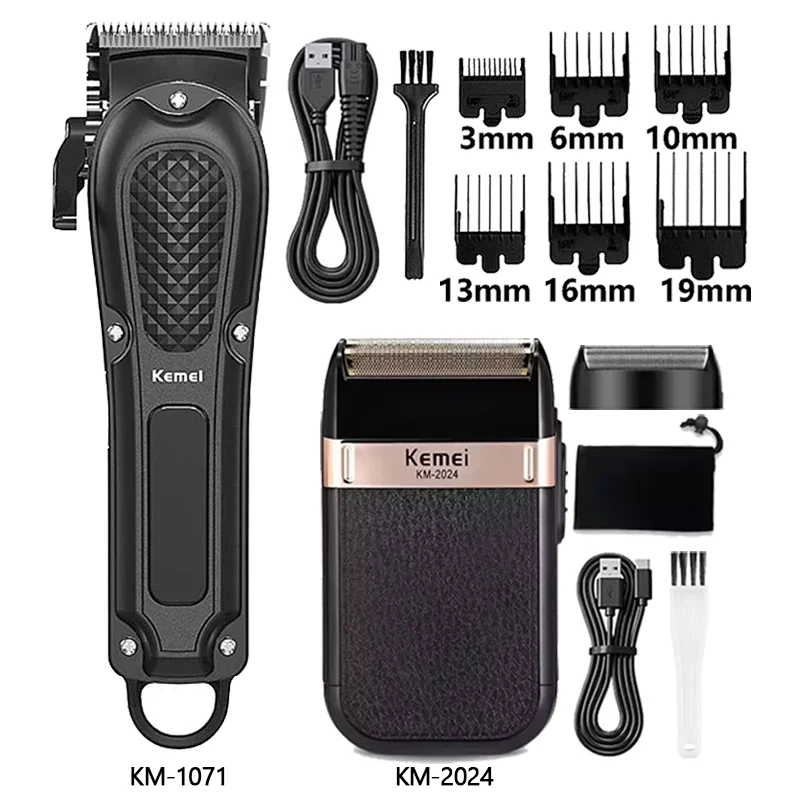 Kemei máquina de cortar cabelo Km-1071 Km-2299 Km-2024 ubs recarregável sem fio aparador de barba poderosa máquina de cortar cabelo elétrica para homem