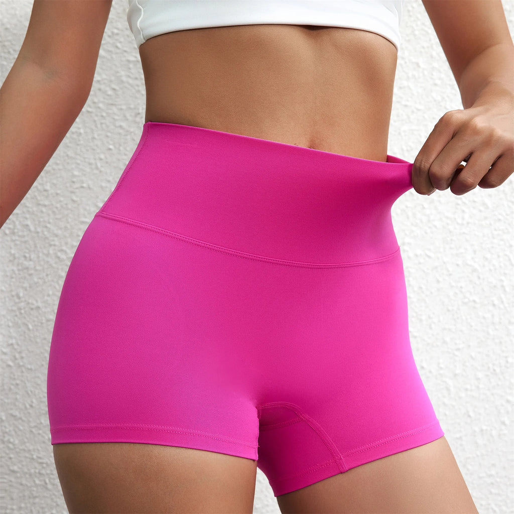 Sexy cor sólida cintura alta atlético yoga perna curta ciclismo feminino fitness esporte curto treinamento abrangente jogging agachamento à prova