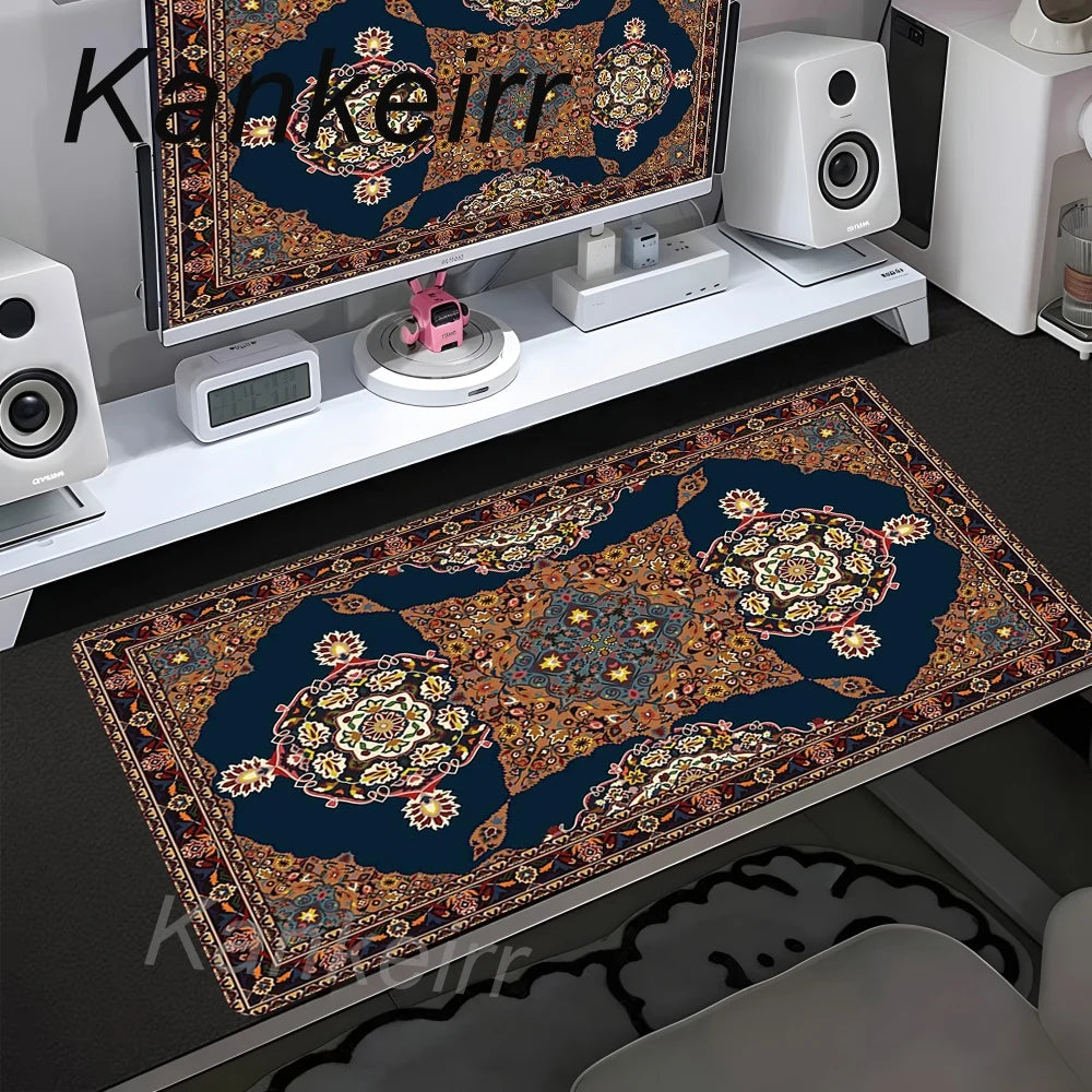 Tapete de Mesa Grande com Estampa Persa, Antiderrapante, para Escritório, Gamer, Acessório de Computador, Tapete de Velocidade para Mesa