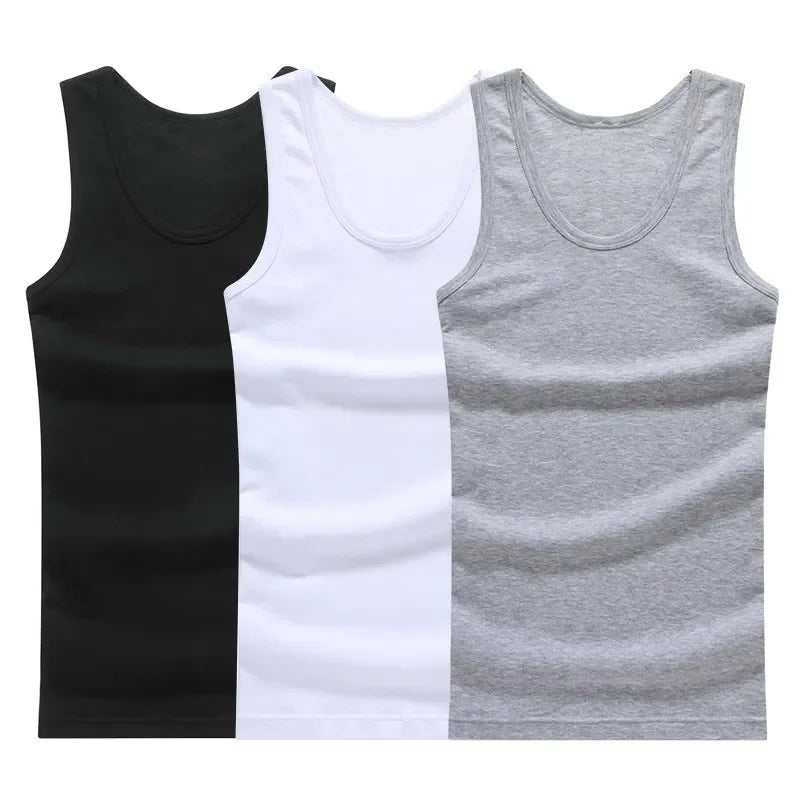 1/3 peça masculina quatro temporada cor sólida plus size colete confortável puro algodão juventude esportes e fitness topo base de meia-idade t