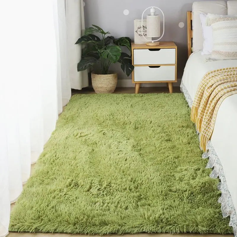 Tapete de pelúcia sala de estar sofá mesa de café verde rosa fofo cobertores macios área tapetes quarto das crianças antiderrapante decoração de casa