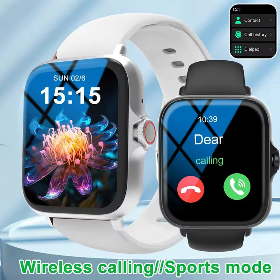 Relógio inteligente com tela de toque completa, chamada, lembrete de mensagens, controle de música e outras funções, compatível com iPhone/android mo