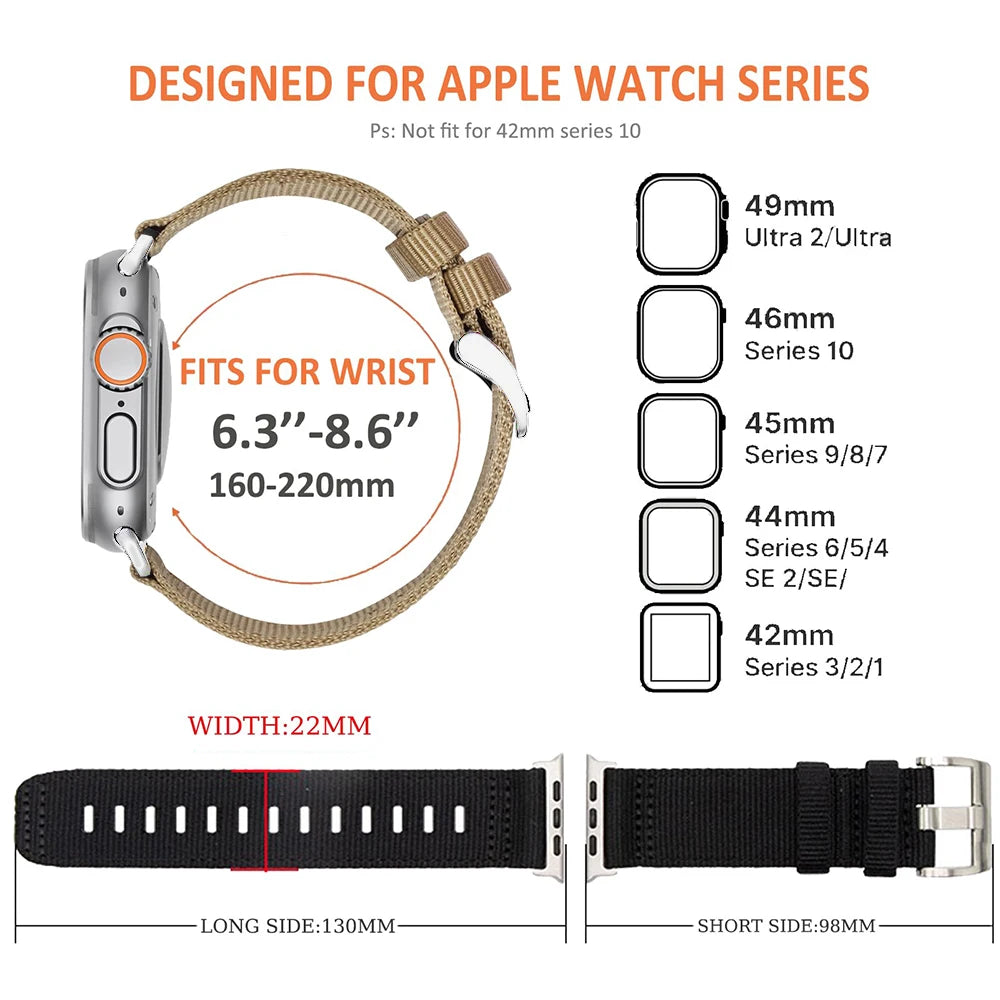 Pulseira esportiva de nylon para apple watch ultra 3 ultra 2 49mm 10 46mm 9 8 7 45mm pulseira de nylon iwatch série 6 5 4 se2 44mm