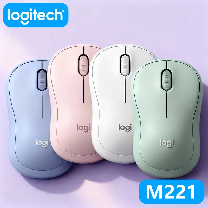 Logitech M221 Mouse sem fio com som leve, laptop, computador desktop, escritório, casa, pequeno, silencioso, portátil