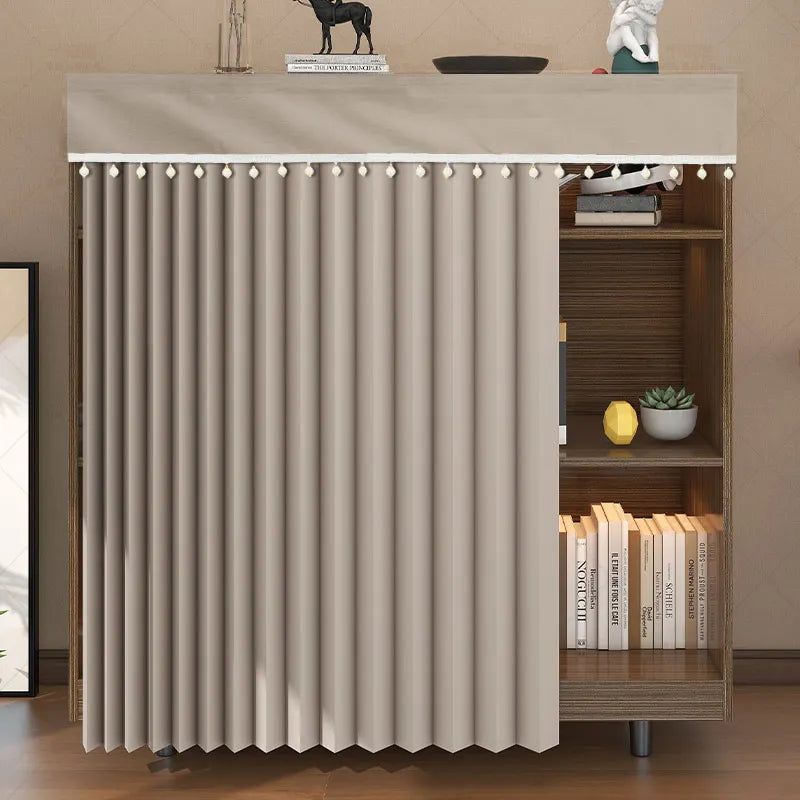 Armário de cozinha cortina casa punch-livre cortina blackout sapato armário dobrável guarda-roupa estante à prova de poeira pano capa