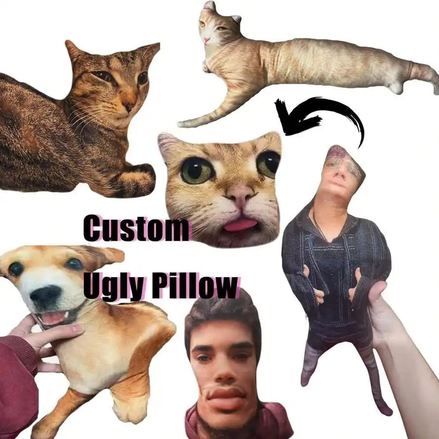 Retrato de animal de estimação gato cachorro imagem travesseiro personalizado para o natal, ação de graças, comemoração de animais de estimação, várias almofadas de pelúcia de animais