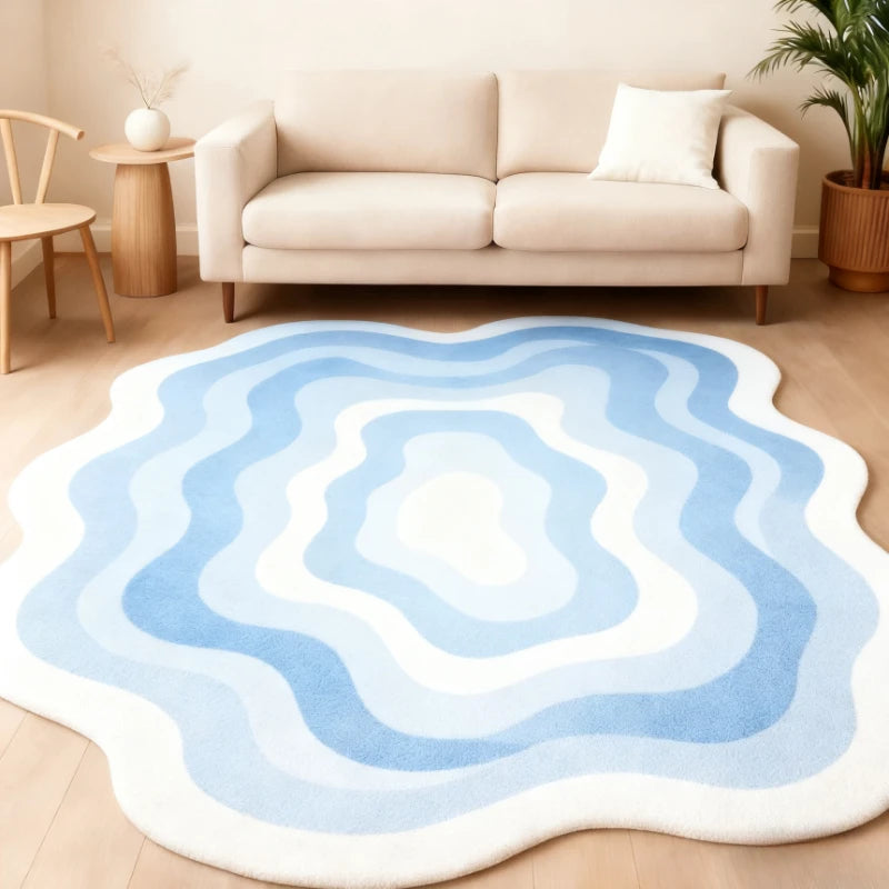 Estilo moderno decoração do quarto tapete irregular grande área para sala de estar engrossado pelúcia gradiente tapete fofo macio