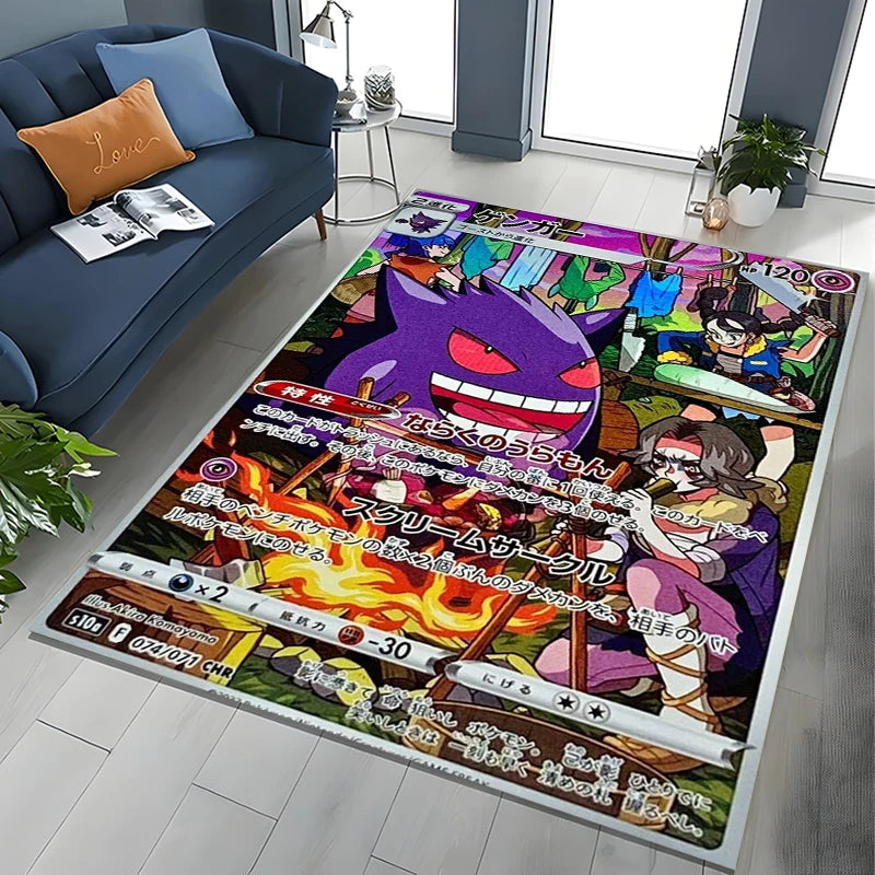 Tapete de Área Potdemiel Pokémon Gengar para Sala de Estar, Decoração de Casa, Tapete de Chão para Engatinhar Infantil e Tapete de Jogo para Sala de Estar
