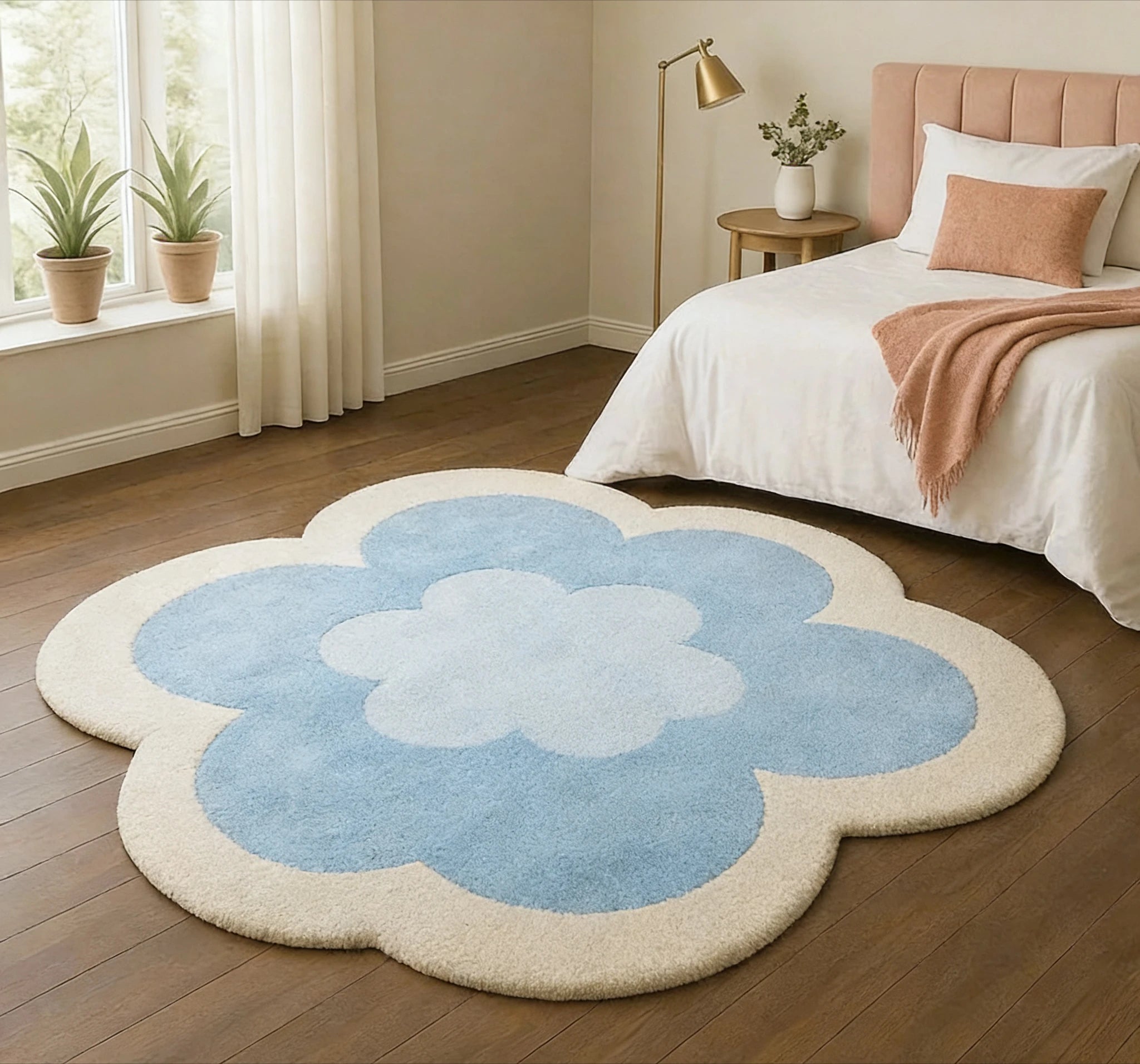 Forma de flor tapetes para sala estar forma irregular decoração do quarto menina tapete engrossado pelúcia cabeceira tapete macio