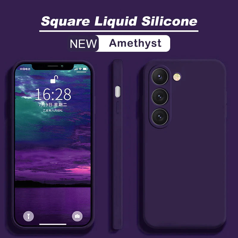 Capa de Silicone Líquido Quadrada para Samsung Galaxy S26 S25 S24 S23 S22 Ultra Plus S26Ultra - capinha Protetora Macia