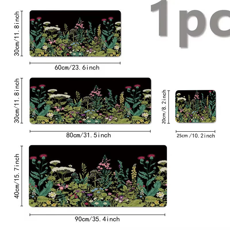Lindas almofadas florais grande mouse pad para jogos com base de borracha antiderrapante design de costura precisa lavável e durável para uso em escritório