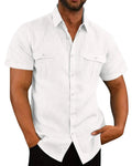 Camisas masculinas de manga curta, venda quente de linho de algodão, verão, cor sólida, gola confortável, casual, estilo praia, plus size, camisas masculinas M-4XL