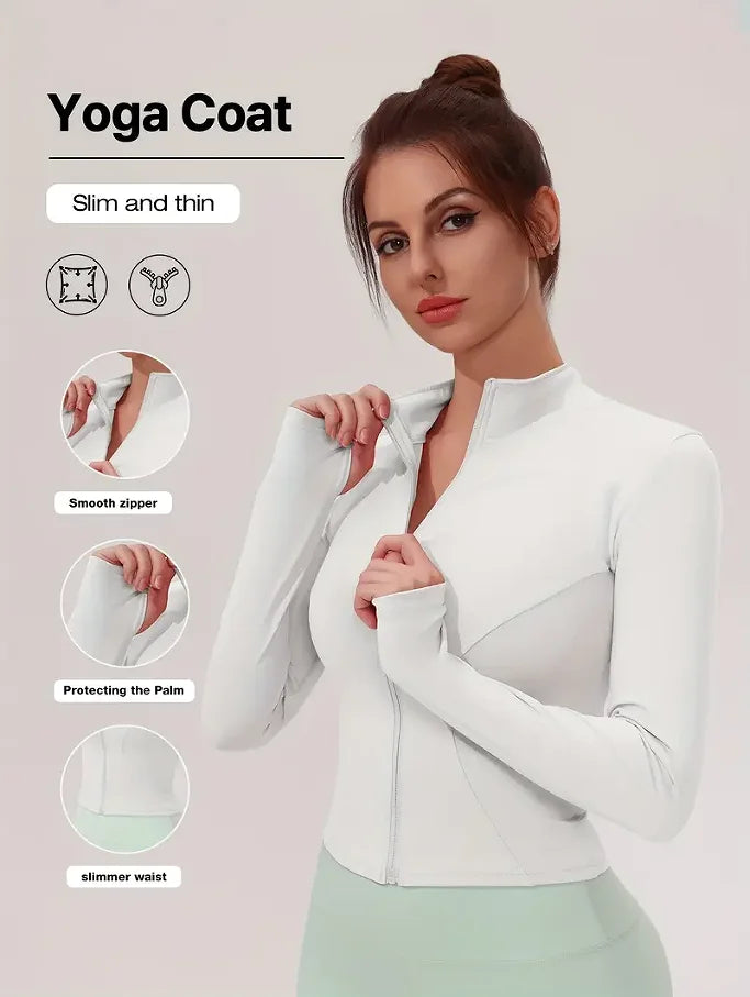 Roupa de fitness de manga comprida feminina internet celebridade emagrecimento gola alta jaqueta esportiva roupas de treinamento emagrecimento correndo
