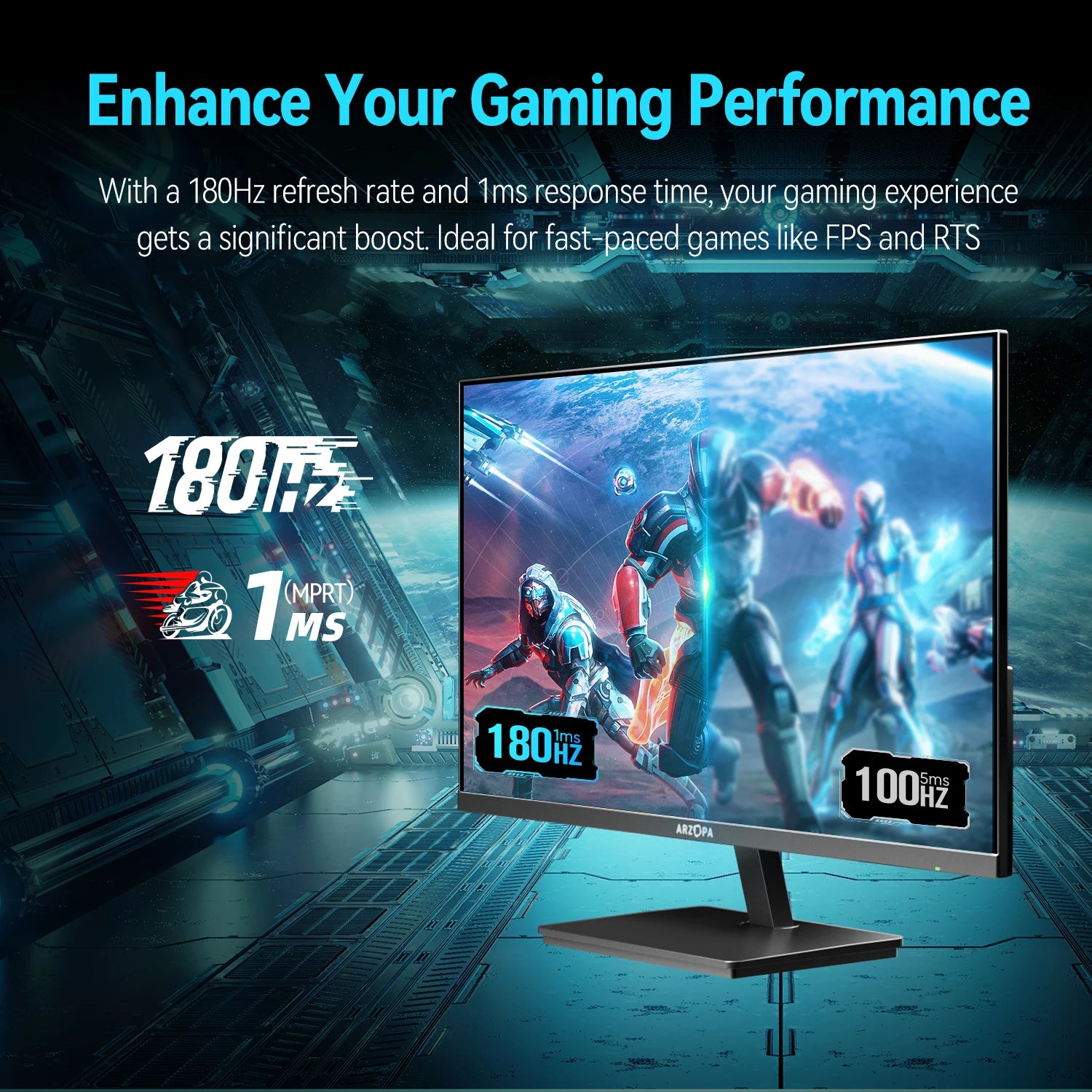 Novo monitor ARZOPA de 27 polegadas, monitor de jogos de 180hz, monitor QHD 2K para PC, 2560*1440, Fast IPS, com Type-C, modo Samsung DeX, FreeSync.