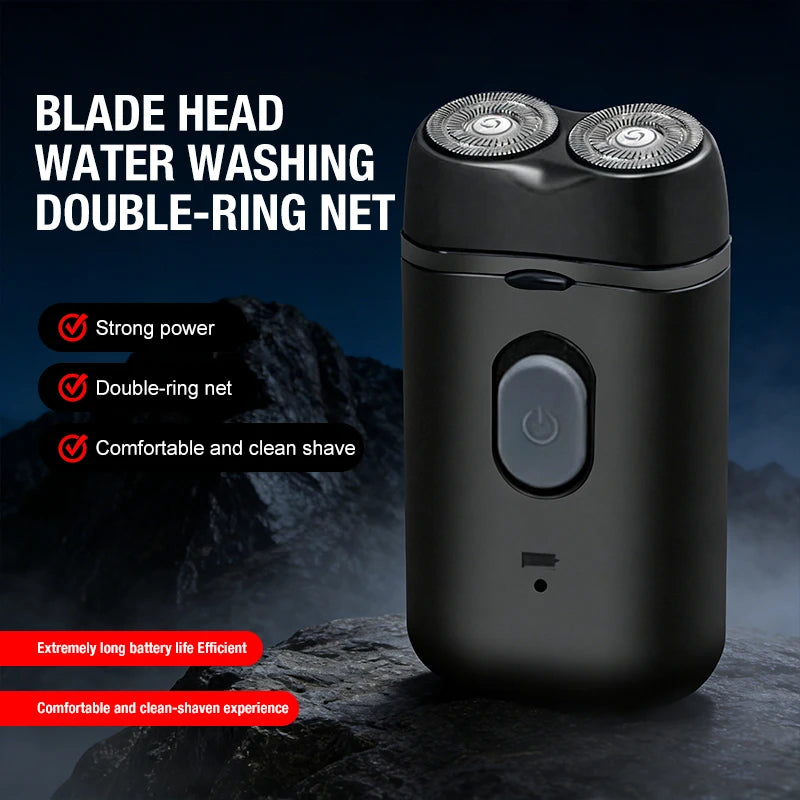 Barbeador portátil elétrico masculino, barbeador de duas cabeças, barbeador multifuncional com carregamento USB